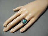 Detailed Vintage Native American Navajo Turquoise Horseshoe Sterling Silver Ring-Nativo Arts