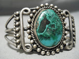 One Of The Best Early Vintage Native American Navajo Chrysocolla Sterling Silver Bracelet-Nativo Arts