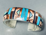 Important Vintage Native American Navajo Mary Morgan Turquoise Sterling Silver Inlay Bracelet-Nativo Arts