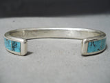 Dramatic Vintage Native American Zuni Turquoise Sterling Silver Bracelet Old-Nativo Arts