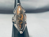 Remarkable Vintage Native American Navajo Petrified Wood Sterling Silver Ring-Nativo Arts