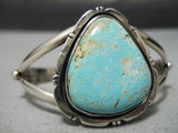 Rare Vintage Native American Navajo #8 Turquoise Sterling Silver Bracelet Old-Nativo Arts