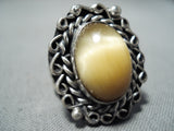 Vivid Vintage Navajo Tigers Eye Sterling Silver Ring Native American Old-Nativo Arts