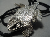 Important Benny Yazzie Toad Sterling Silver Native American Toad Bolo Tie-Nativo Arts