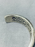 Important Ray Adakai Thick Vintage Native American Navajo Sterling Silver Bracelet-Nativo Arts