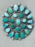One Of The Biggest Best Vintage Native American Navajo Turquoise Sterling Silver Cluster Ring-Nativo Arts