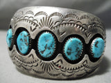 Advanced Workmanship!! Vintage Native American Navajo Turquoise Sterling Silver Bracelet Old-Nativo Arts