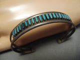Intricate!! Vintage Native American Zuni Navajo Neelde Turquoise Sterling Silver Bracelet-Nativo Arts