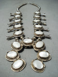 Women's Vintage Native American Navajo Pearl Sterling Silver Squash Blossom Necklace-Nativo Arts
