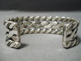 Coil Genius Native American Navajo Sterling Silver Hand Woven Bracelet Havy Cuff-Nativo Arts
