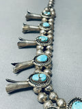 Authentic Rare Turquoise Vintage Native American Navajo Sterling Silver Squash Blossom Necklace-Nativo Arts