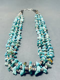Native American Impressive Vintage Santo Domingo Kingman Turquoise Sterling Silver Necklace-Nativo Arts