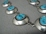 Amazing Vintage Native American Navajo Anderson Deepset Turquoise Sterling Silver Necklace-Nativo Arts