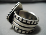 Quality Vintage Native American Navajo Ray Tracey Turquoise Sterling Silver Ring Old-Nativo Arts