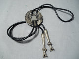 Marvelous Vintage Native American Navajo Sleeping Beauty Turquoise Sterling Silver Bolo Tie Old-Nativo Arts