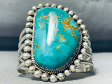 Raymond Nez Vintage Native American Navajo Chunky Turquoise Sterling Silver Bracelet-Nativo Arts