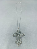 Exquisite Native American Navajo Sterling Silver Cross Necklace-Nativo Arts