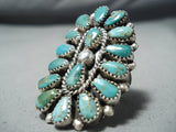Amazing Navajo Royston Turquoise Cluster Sterling Silver Ring Native American-Nativo Arts