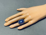 Mel Yazzie Vintage Native American Navajo Azurite Sterling Silver Ring-Nativo Arts