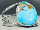 Native American Amazing San Felipe Kingman Turquoise Sterling Silver Colossal Signed Bracelet-Nativo Arts