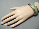 One Of The Best Vintage Native American Zuni Gaspeite Sterling Silver Bracelet Cuff-Nativo Arts