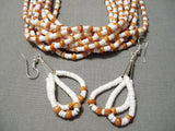 Native American Tremendous Rare Santo Domingo Coral White Shell Sterling Silver Necklace-Nativo Arts