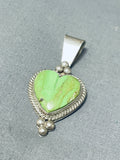 Charming Vintage Native American Navajo Gaspeite Sterling Silver Heart Pendant-Nativo Arts