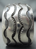 Heavy Hand Tooled Vintage Native American Navajo Sterling Silver Sun Bracelet-Nativo Arts