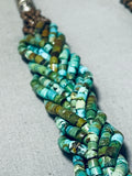 One Of The Most Intricate Native American Navajo Green Turquoise Sterling Silver Necklace-Nativo Arts