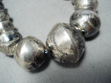 Outstanding Vintage Navajo Native American Sterling Silver Necklace Old-Nativo Arts