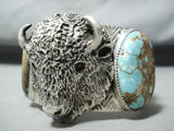Heavy Buffalo San Felipe 8 Turquoise Sterling Silver Buffalo Bracelet-Nativo Arts