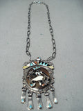 One Of The Best Vintage Native American Zuni Turquoise Kachina Dancer Sterling Silver Necklace-Nativo Arts