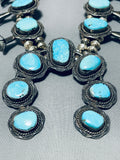 Rare Robins Egg Turquoise Vintage Native American Navajo Sterling Silver Squash Blossom Necklace-Nativo Arts