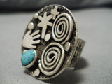 Important Vintage Native American Navajo Alex Sanchez Turquoise Sterling Silve Rring-Nativo Arts