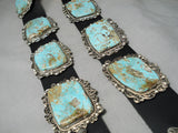 Opulent Vintage Native American Navajo Turquoise Slab Sterling Silver Concho Belt Old-Nativo Arts