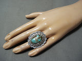 Superb San Felipe 8 Turquoise Sterling Silver Ring Native American-Nativo Arts