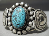Museum Vintage Native American Navajo Heart Sterling Silver #8 Turquoise Bracelet Cuff-Nativo Arts