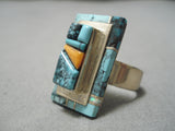 Incredible Vintage Native American Navajo Blue Warrior Turquoise Sterling Silver Ring-Nativo Arts