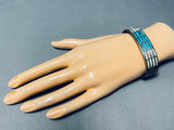 Native American Extremely Intricate Vintage Navajo Turquoise Pearl Sterling Silver Bracelet-Nativo Arts