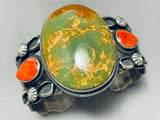 One Of The Best Vintage Native American Navajo Olive Green Turquoise Sterling Silver Bracelet-Nativo Arts