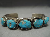 Native American Important (d.) Effie Calavaza Turquoise Sterling Silver Snake Bracelet Old-Nativo Arts
