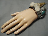 Astounding Vintage Native American Navajo Wide Royston Turquoise Sterling Silver Bracelet-Nativo Arts