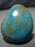 Superior Vintage Native American Navajo Spiderweb Turquoise Sterling Silver Ring-Nativo Arts