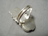 Intricate Vintage Native American Navajo Turquoise Sterling Silver Leaf Ring Old-Nativo Arts