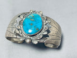 Colossal Vintage Native American Navajo Pilot Mountain Turquoise Sterling Silver Bracelet-Nativo Arts