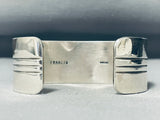 Native American One Of The Best Vintage Navajo Orange Shell Zig Zag Sterling Silver Bracelet-Nativo Arts