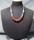 Singer Chunky Coral Native American Navajo Turquoise Sterling Silver Necklace-Nativo Arts