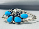 Fantastic Native American Navajo Kingman Turquoise Sterling Silver Bracelet-Nativo Arts