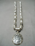 Quality Work!! Vintage Native American Navajo Hand Tooled Sterling Silver Necklace Old-Nativo Arts