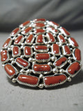 One Of The Biggest Native American Navajo Coral Sterling Silver Ring-Nativo Arts